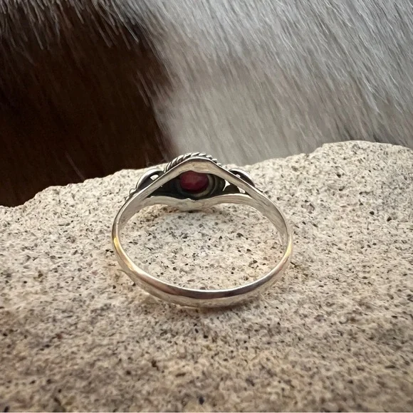 ❤️ Gorgeous Opal Navajo Style Western Artisan Sterling Silver Ring Size 6.75 - Picture 10 of 13